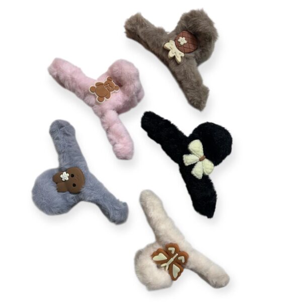 11267 Women And Girls Multi colour Fur Hair Cartoon Character Clutcher