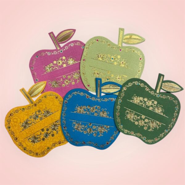 11271 {5 Pcs} Premium Golden Apple design Designer Money gift Envelope, Shagun Lifafa -{Multicolor}