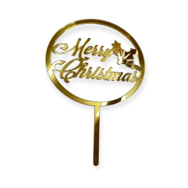 11290 Merry Christmas Gold Acrylic Cake Topper - Christmas  Party{14 Cm}