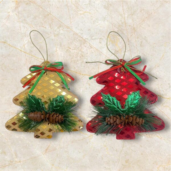 11289 Christmas Tree Ornaments – Decorations for Wall Hanging & Tree Décor 12 Cm {Red, Golden}