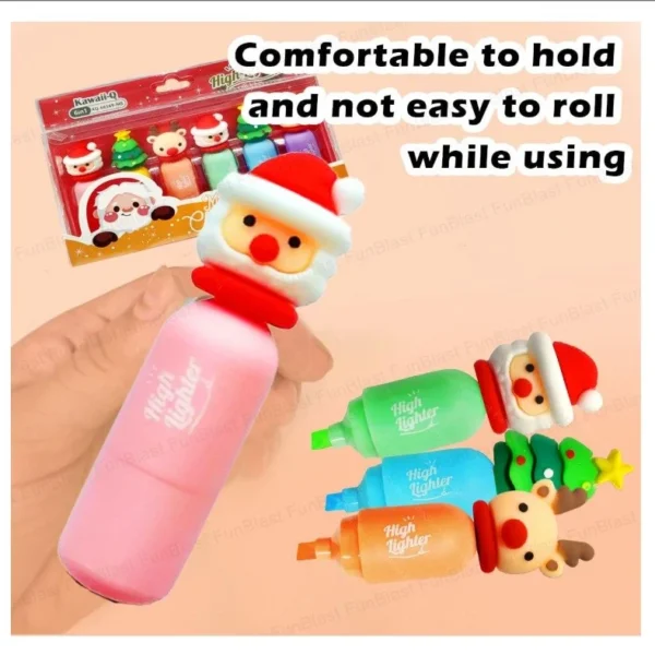 3139 Highlighters Marker Pens, Merry Christmas Theme Color Highlighters Pen, Bookmarking Highlighters, Chisel Tip Fine Grip Marker Pen, For Stationery Hoarders & Kids, Party Return Gifts 1 pcs {Multicolor}