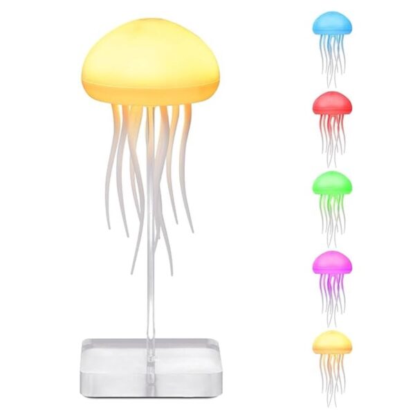 XD-009 Jellyfish Light Lamp Voice Control Gradient Moving Tentacles Flying Jelly Fish Bedside Table Lamp Rechargeable Touch Sensor Hanging LED Dancing Night Lamps for Kids Adults