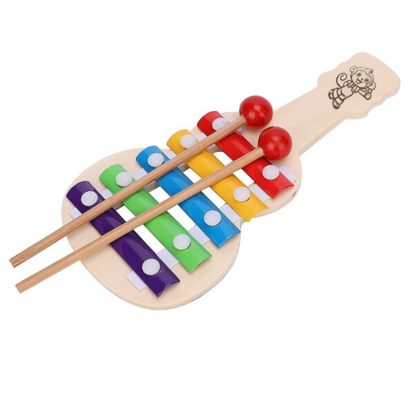 11236 Handicraft Guitar Xylophone for Kids with 5 Tones, Wooden Xylophone Toy Child Safe Mallets for Educational,Birthday Gift & Preschool Learning Music Enlightenment - Musical Instruments