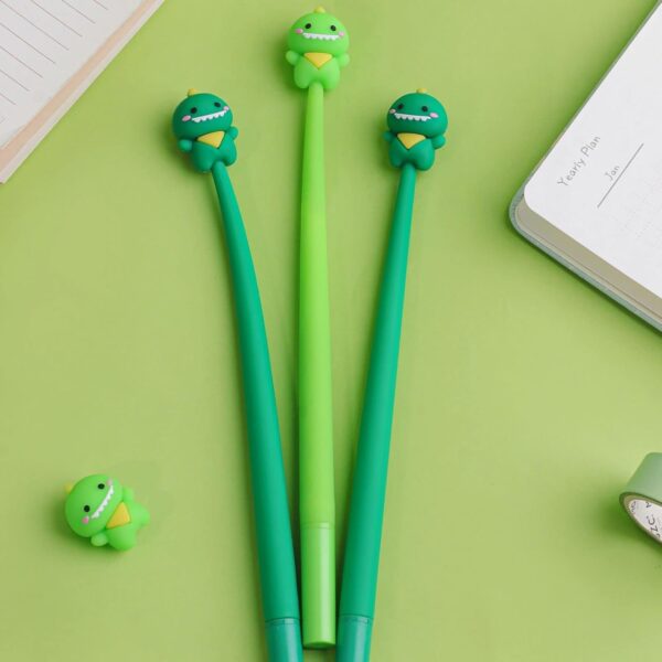 7241 Baby Dino Floppy Pens for Kids Dinosaur Gel Pens Set for School & Office Flexible Cartoon Pen for Office, Dancing Pens, Kawaii Stationery Birthday Return Gift
