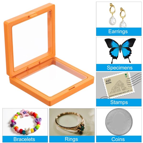 11222 Floating Display Frame, Coin Display Case, Dustproof PE Film Transparent Jewellery Storage Box for Ring Earring Necklace Bracelet, Floating Display Case for Coin {Multicolour}