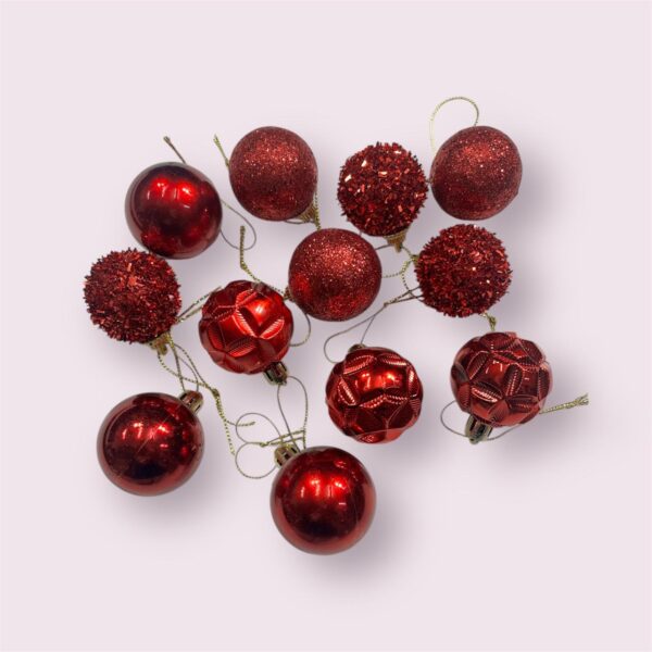 11276 {12 Pcs} Multi-Design Shatterproof Small Christmas Tree Decoration Balls Hanging Ornaments