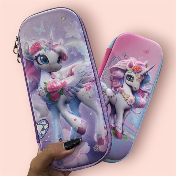 11244  3D Unicorn Cover Large Capacity Pencil Case Compass with Compartments School Supply Organizer for Students Stationery Box Cosmetic Zip Pouch Bag