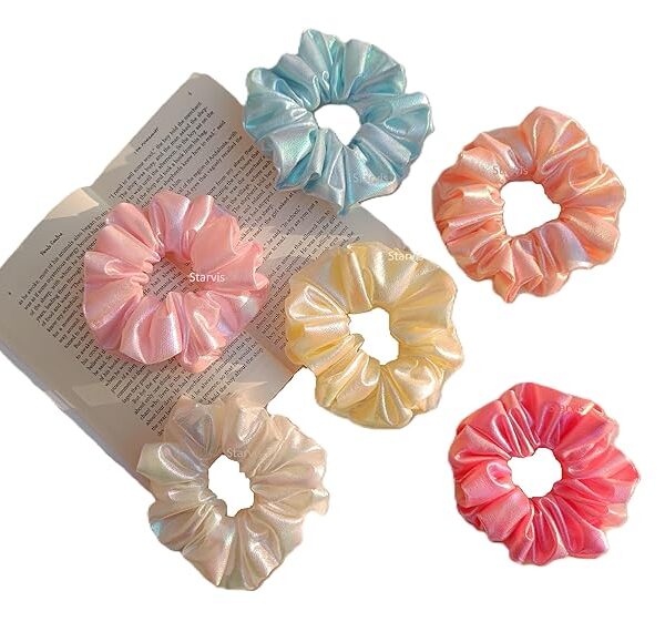 11225 {12 pcs } Flower hair scrunchy hair bands  Chiffon Fabric, good texture, soft, each hair band for Girls, Women, Best gift for Sister, Friend, Mom {Multicolor }