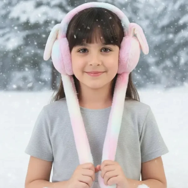 11202 winter earmuffs for Kids, Ear Muffs for Winter | Moving ear Bunny Earmuffs for Girls, Boys, Women, Chu chu sounds, Soft Warm Plush Faux Fur Ear Warmers for Cold Weather { Random colour's}