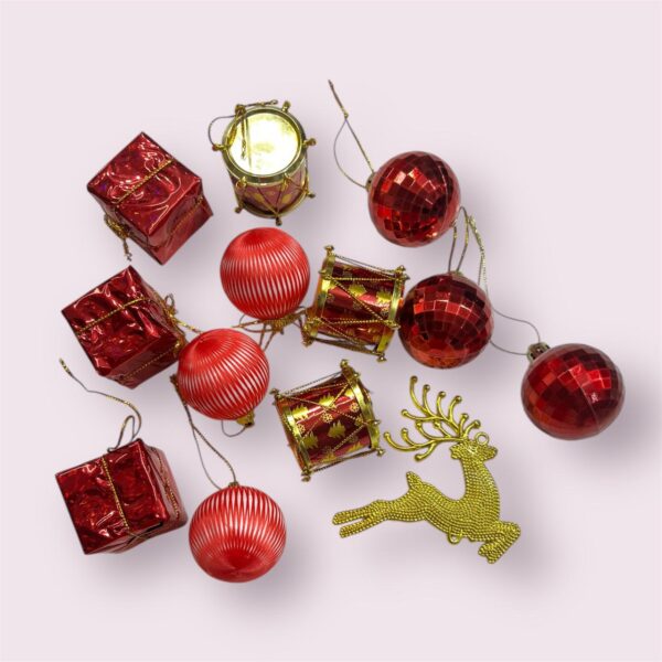 11279 {12 Pcs} Christmas Tree Decoration Items Gifts Drums Balls for Hanging  Decorations Items