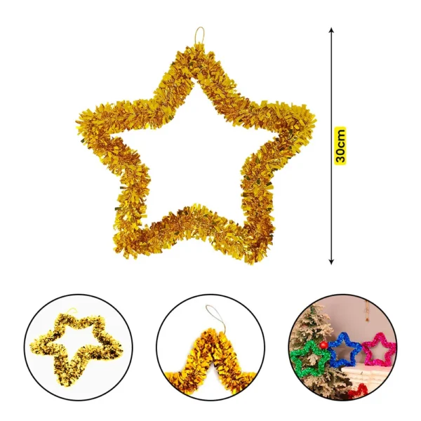 9108 Christmas Decoration Big Size Star Wall Hanging Home Dcor, Xmas Ornaments Items Bells for Door(Indoor or Outdoor), Tree Decorations or for Wreath Decoration {Random Color}