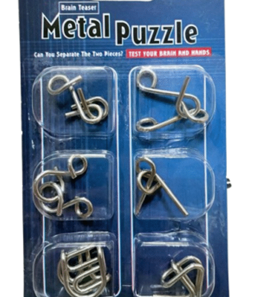 NE006 Brain Teaser Metal Puzzles for Kids, 6 Set Puzzle Pack of 1