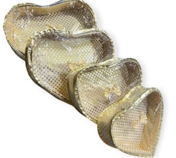 11240 Set – Pack Of 4 Pouch Heart Shape Transparent Jewellery Organiser Pouch Multipurpose Makeup Cosmetics Bag Travelling Pouch Dulhan Wordrobe Organiser {Random Design}