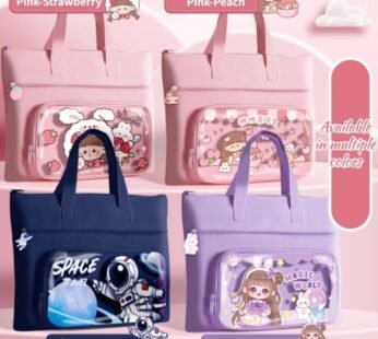 10371 Cartoon Printed Trendy Tote Bag for Party Spring Work for home office school travel camping drawing storage bag