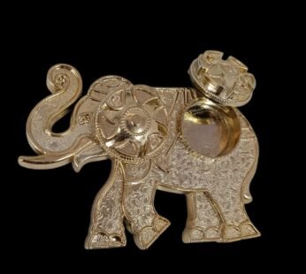 11358 Haldi Kumkum Golden Elephant Holder for Festival items