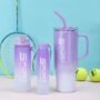 20007 3 Pcs Tumblers Bottle Water Bottles Set - Portable, Large Gradient Color Sports Tumblers for Outdoor Fitness {Random Color}