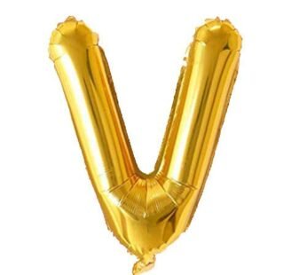 9033 (10 pcs) V Gold Letter Foil Balloon