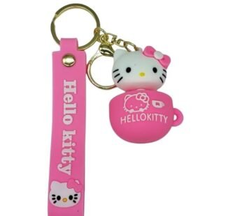 20015 Cute Hello Kitty Inside OF Cup Lanyard Rubber Multicolour Keychain {Random Color}