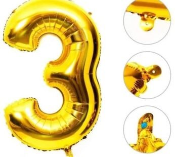9041 (10 pcs ) Number 3 Foil Gold Foil Balloon