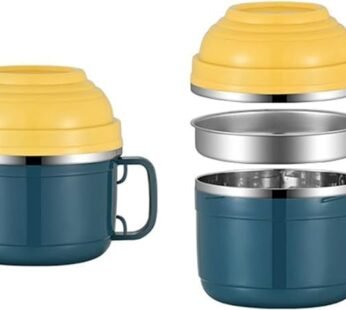 GBR-135 Double Layer Stainless Steel Noodle & Soup Bowl with lid and Handle, Tableware Infant Pasta, Soup, Rice, Food Storage Container for Kitchen