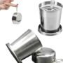 10823 Stainless Steel Telescopic Collapsible Foldable Water Cup, Folding Portable Camping Travel Mug with Lid and Keychain for Outdoor Drinking