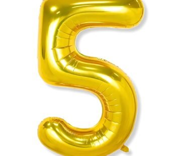9043 (10 pcs ) Number 5 Foil Gold Foil Balloon