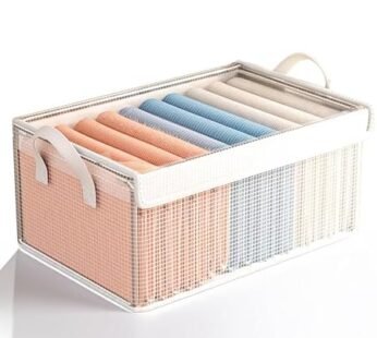 10883 Foldable Wardrobe Organizer Box for Clothes | Transparent Plastic Storage Bin with Lid & Handles