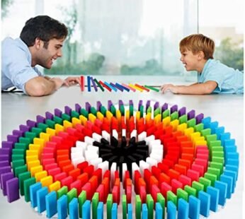 ZX-018 Big Sized Dominos 100 Pcs Blocks, 3 Small Wooden Rolling Coins and Bridge
