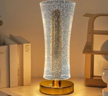 NC-A017 Frosted Glitter Crystal Table Lamp, Metallic Gold, Touch Control, 3 in 1 LED Light Color Change