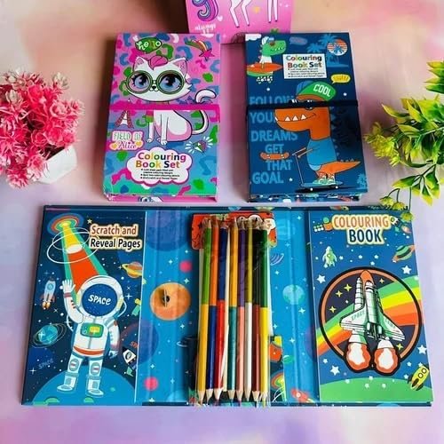 JC-C27003 ( 2 in 1 )Coloring Book Set & Scratch Pad with 8 Dual Color - Image 4