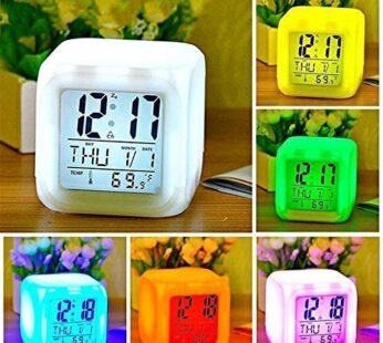 11258 Colour Changing LED Digital Alarm Clock with Date, Time -Multicolor