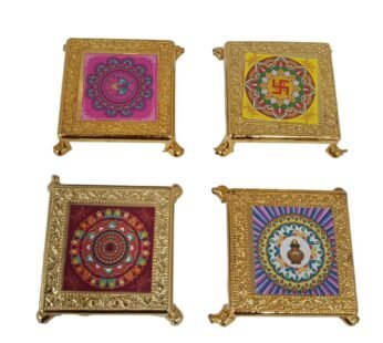 11352 Floral Designs Small Plastic chowki Pooja Decoration Best Gift for Diwali, Festivals {Random Design}