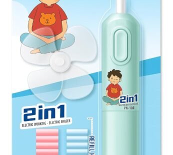 PX-108 Cute Cartoon Print Electric Pencil Erasers with Fan and 12 Refills Set for Kids