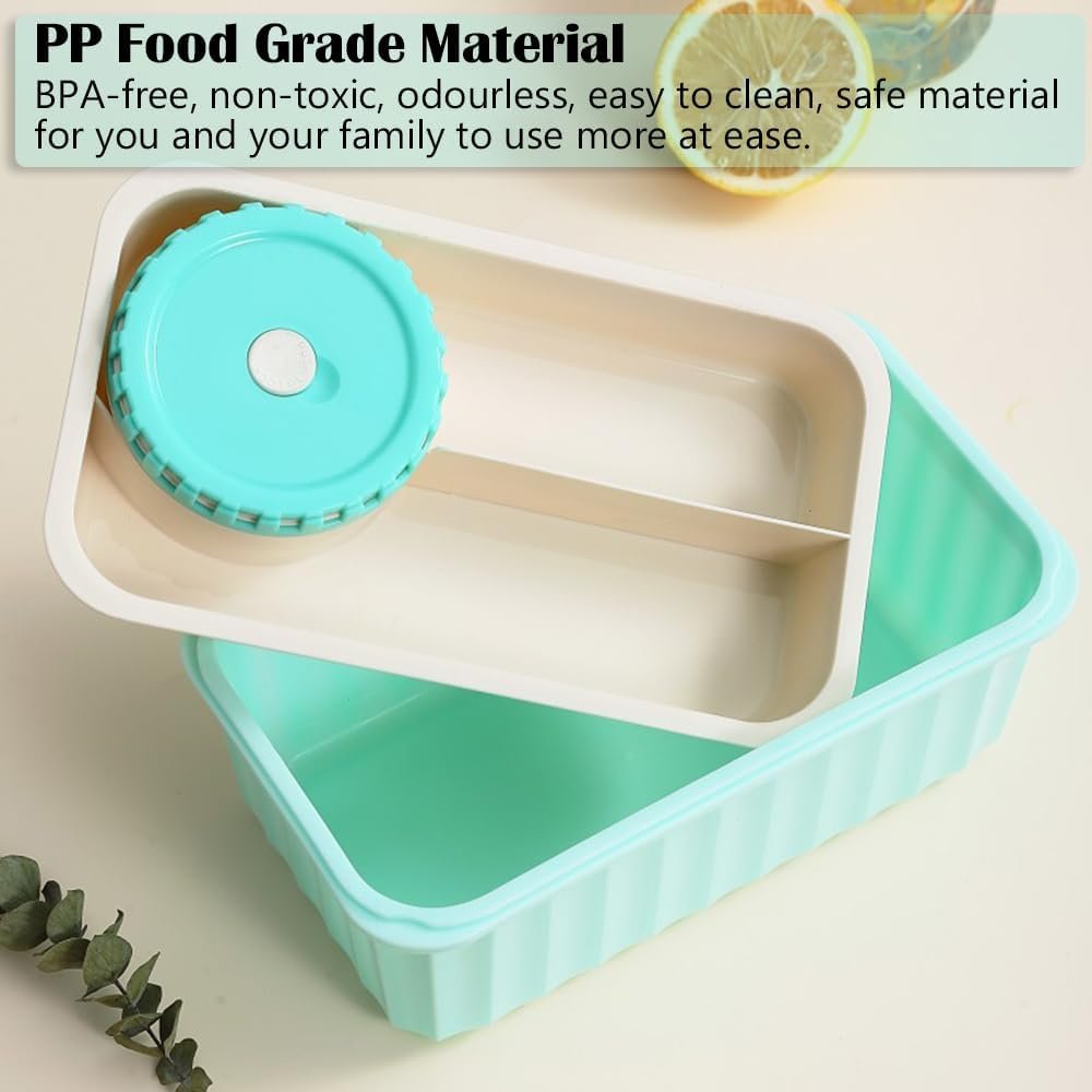 1765 Lunch Box 2000 ml BPA-Free Lunch Box for Children/Adults with Soup Bowl and Cutlery and 3 Compartments Microwave Safe Bento Boxes for Picnic School Work - Image 5