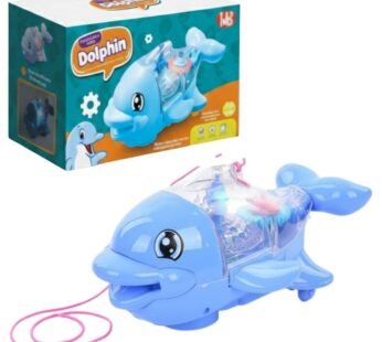 1861-66C Electric Gear Dolphin Toy with Flashing Lights and Music, 360 Degree Rotating Transparent Dolphin Toy, Light and Sound Toys for Children (Multicolour)
