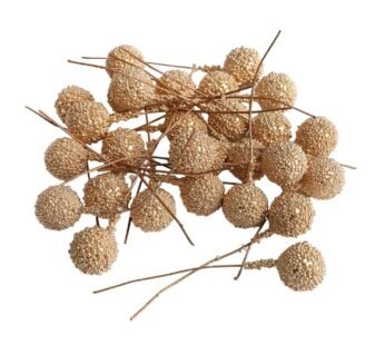 R-2-9 TREE 50 pcs Artificial Berries Foam Fruit Stamens DIY Decor Supplies Golden