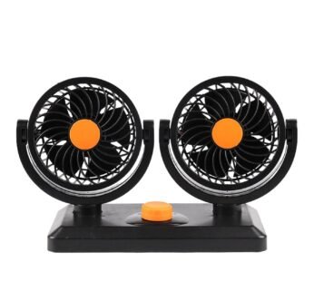 WTLS-101 Car Fan Air Circulator with 2 Speeds Portable Fan for Sedan RV Car Dashboard Double Head 24V Orange