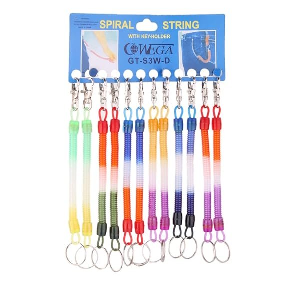 4118 (12 pcs) Colorful Spiral String Keychain