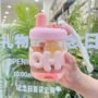 20067 Cute Water Bottles with Straw, 400ml Glass Y2K Colorful Portable Drinking Bottle Water Bottle