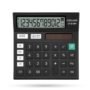 CT-512WT Desktop Calculator, 12-Digit LCD Display, Black, Solar and Battery Powered, Basic Office Calculator