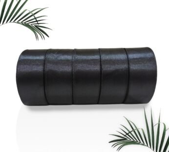 20037 Satin Dark Black Ribbon 1 Inch 10mtr Each Dark Black Satin Ribbon (Pack of 5)