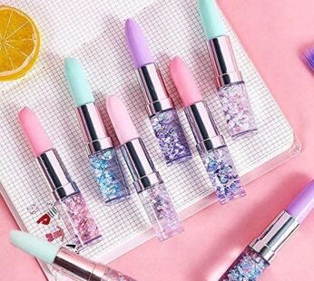 1945 Lipstick Shape Ink Blue Pen With Glitter/Sparkle For Children Gift Stationery Supplies Birthday Return Gifts. (Random Color)