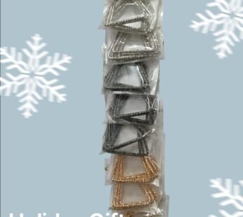 10435 {12 Pair} 3 Layer TRIANGLE with Design Non-precious Metal 4CM Hoops Earrings for Women & Girls