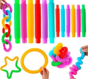 10114 Pull & Pop Tubes Toy for Kids Imaginative Play & Stimulating Creative Colorful 12 Pipes