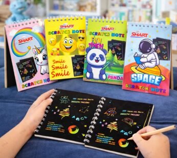 1014-8 Scratch Notebook for Kids (8 Pages, 14 x 10 cm) | Magic Scratch Art Book with Wooden Stylus