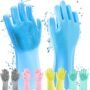 9035  Silicone Hand Gloves for Kitchen Dishwashing  Car, Bathroom  ( Pair )