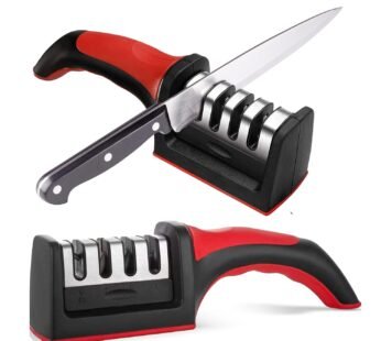 Rs-168 Knife Sharpeners for Kitchen Knives, Stainless Steel, 4 in 1 Ergonomic Knife Sharpening Kit