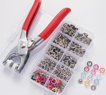 10387 Home use Metal Fasteners with Hand Pliers Tool Button Press Machine for Clothes snap100 Sets Eyelets Button kit