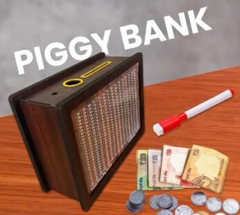 20135 Money Box with Carved Design, Wooden Piggy Bank, Kids Coin Box, 100000 Money Saver, Wooden Coin Bank