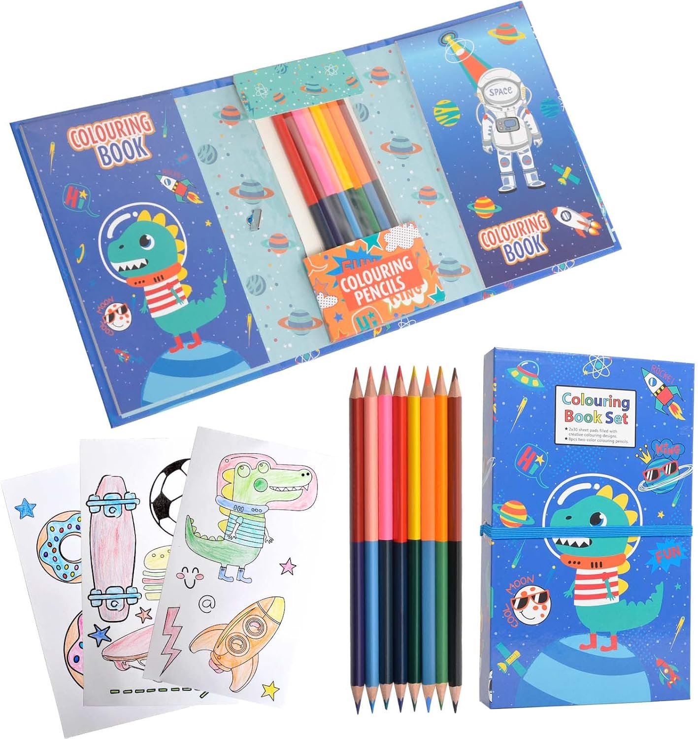 JC-C27003 ( 2 in 1 )Coloring Book Set & Scratch Pad with 8 Dual Color